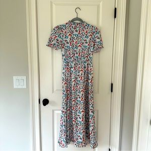 Multi Floral High Neck Short Sleeve Maxi Dress